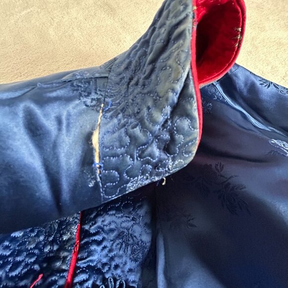 Peony Brand Womens Reversible Quilted Jacket 34 Jacquard Chinese Silk Floral Red - Picture 5 of 9